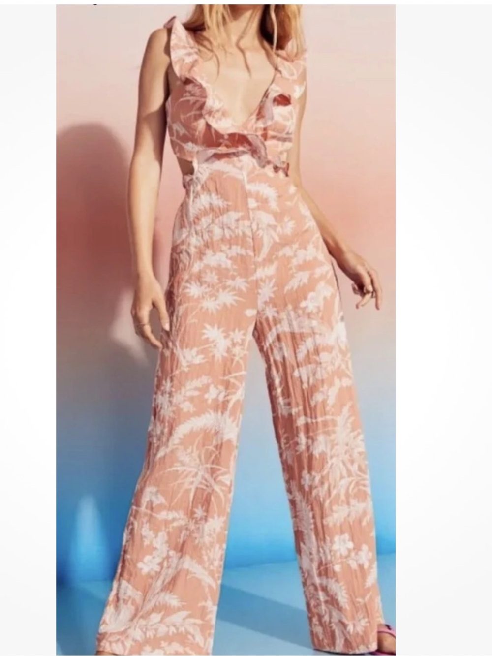 NWT H&M Flounce Trim Jumpsuit size small